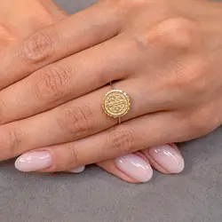 Anel Trabalhado São Bento em Ouro Amarelo.