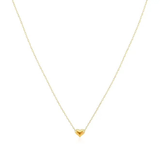 Corrente Americana com Pingente Coração de Ouro Amarelo