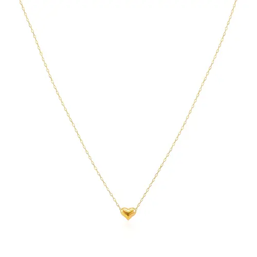 Corrente Americana com Pingente Coração de Ouro Amarelo