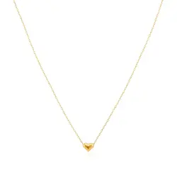 Corrente Americana com Pingente Coração de Ouro Amarelo