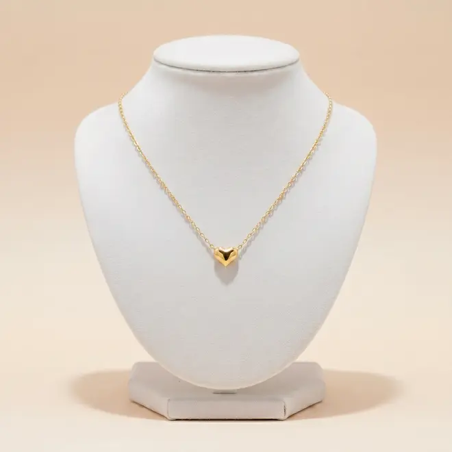 Corrente Americana com Pingente Coração de Ouro Amarelo