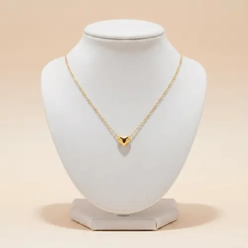 Corrente Americana com Pingente Coração de Ouro Amarelo