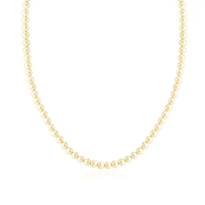 Colar de Pérolas Amarelas de de 5 mm, Fecho de Ouro