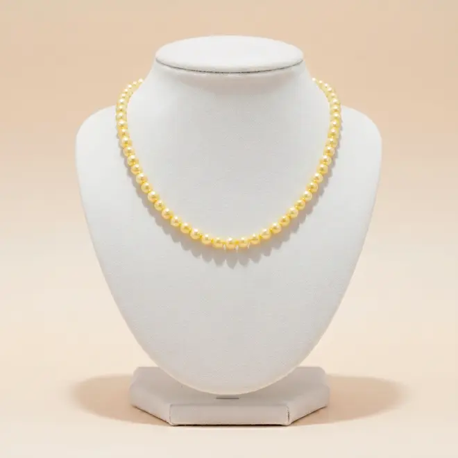 Colar de Pérolas Amarelas de de 5 mm, Fecho de Ouro