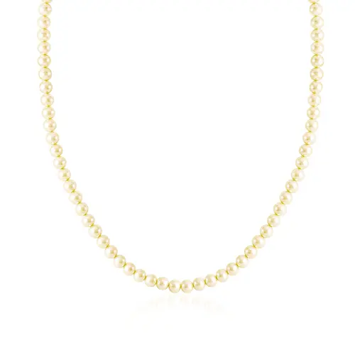 Colar de Pérolas Amarelas de de 5 mm, Fecho de Ouro