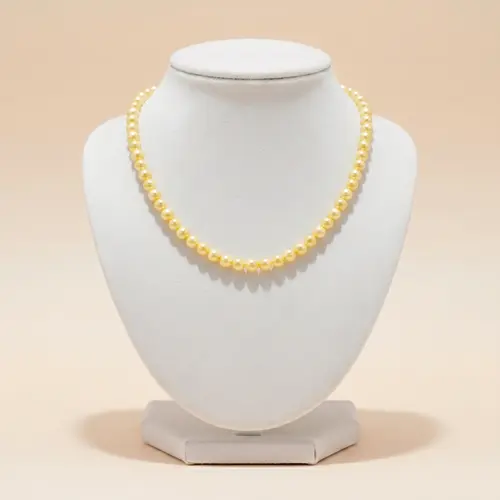 Colar de Pérolas Amarelas de de 5 mm, Fecho de Ouro