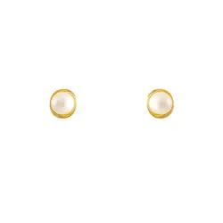 Par de Brincos Infantil com Pérolas de 5 mm, em Ouro Amarelo