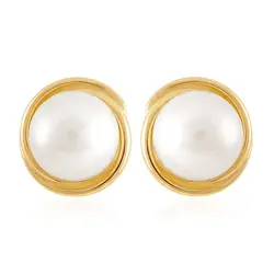 Par de Brincos Infantil com Pérolas de 5 mm, em Ouro Amarelo