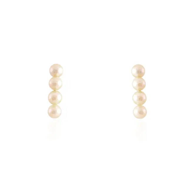 Par de Brincos com Pérolas de 5 mm, em Ouro Amarelo