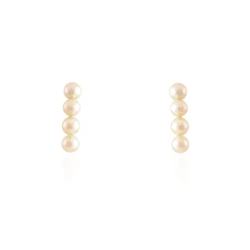 Par de Brincos com Pérolas de 5 mm, em Ouro Amarelo