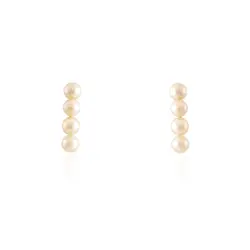 Par de Brincos com Pérolas de 5 mm, em Ouro Amarelo