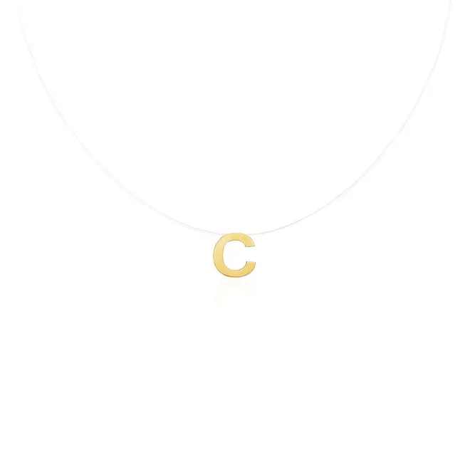 Colar em Naylon com Pingente e Fecho em Ouro Amarelo.