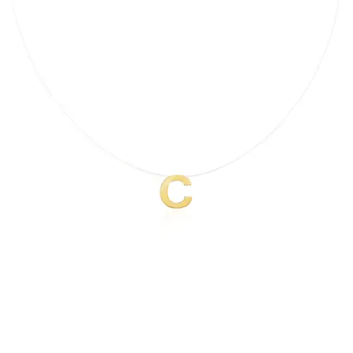 Colar em Naylon com Pingente e Fecho em Ouro Amarelo.