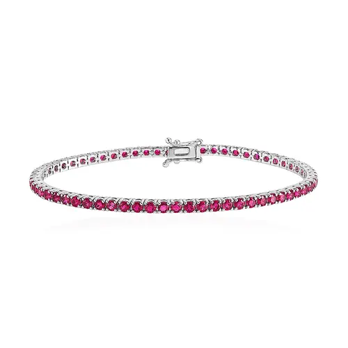 Pulseira Riviera de Ouro Branco com Rubis totalizando 1,24 Cts.