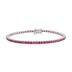 Pulseira Riviera de Ouro Branco com Rubis totalizando 1,24 Cts.