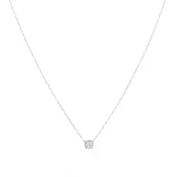 Pingente Ponto de Luz de Ouro Branco com Corrente e Diamante de Laboratório