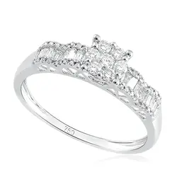 Anel Trabalhado de Ouro Branco com Diamantes totalizando 35 Pts.