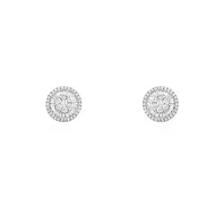 Par de Brincos Trabalhado  de Ouro Branco com Diamantes totalizando 50 Pts.