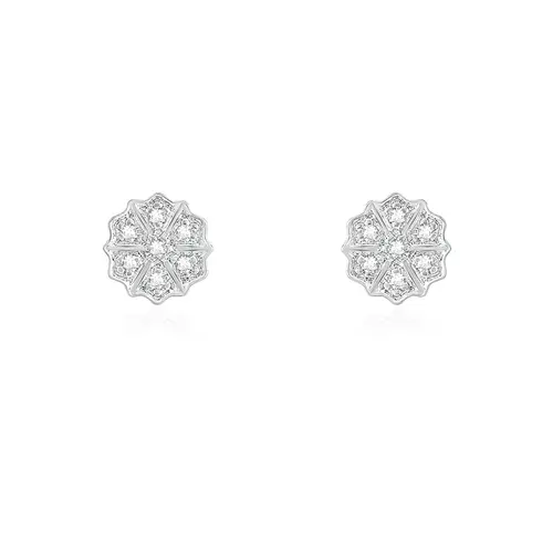 Par de Brincos de Prata modelo Chuveiro com Diamantes