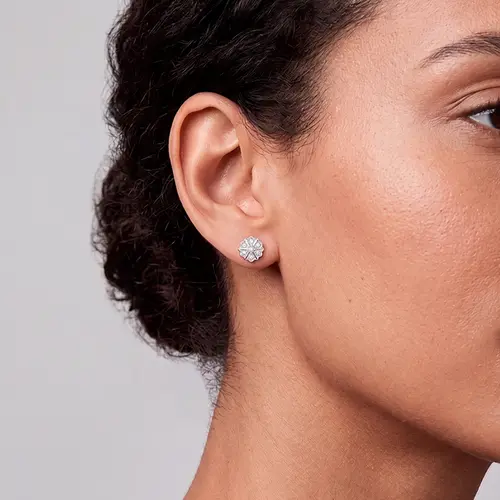 Par de Brincos de Prata modelo Chuveiro com Diamantes