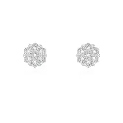 Par de Brincos de Prata modelo Chuveiro com Diamantes