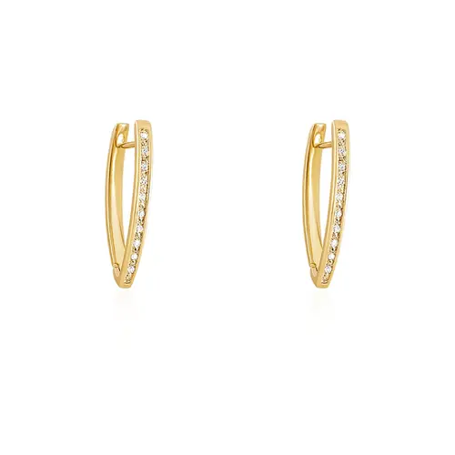 Par de Brincos Trabalhado  de Ouro Amarelo com Diamantes totalizando 20 Pts.