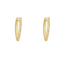 Par de Brincos Trabalhado  de Ouro Amarelo com Diamantes totalizando 20 Pts.