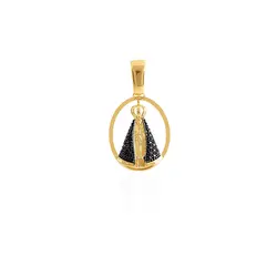 Pingente Nossa Senhora em Ouro Amarelo com Safiras.