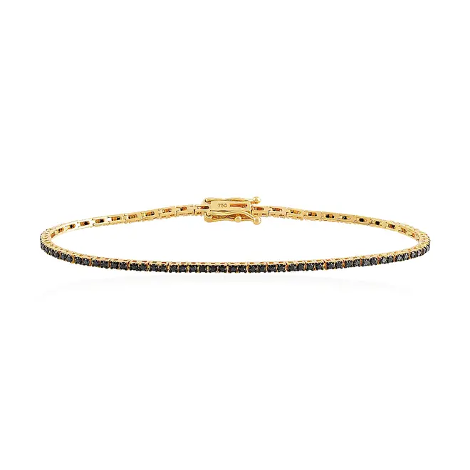 Pulseira Riviera em Ouro Amarelo com Diamantes Negros Totalizando 1,50 Cts.