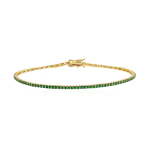 Pulseira Riviera em Ouro Amarelo com Esmeraldas Totalizando 1,30 Cts.