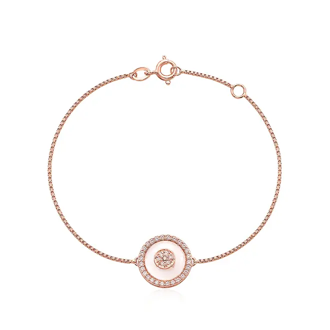 Pulseira Trabalhada em Ouro Rose com Diamantes Totalizando 20 Pts.