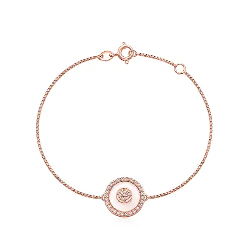 Pulseira Trabalhada em Ouro Rose com Diamantes Totalizando 20 Pts.