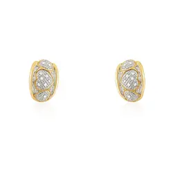 Par de Brincos Trabalhado  de Ouro Amarelo com Diamantes totalizando 20 Pts. 124190