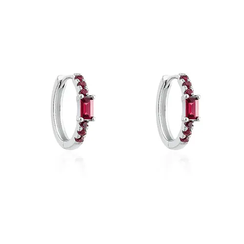 Conjunto de Anel e Par de Brincos Argola com Turmalinas Rosas.