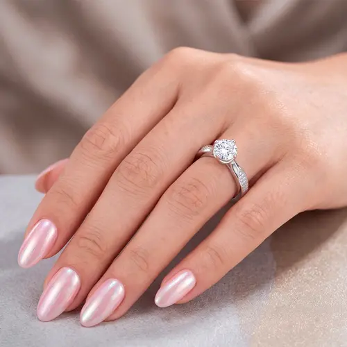 Anel de Prata com Cristais e Moissanite . 124214