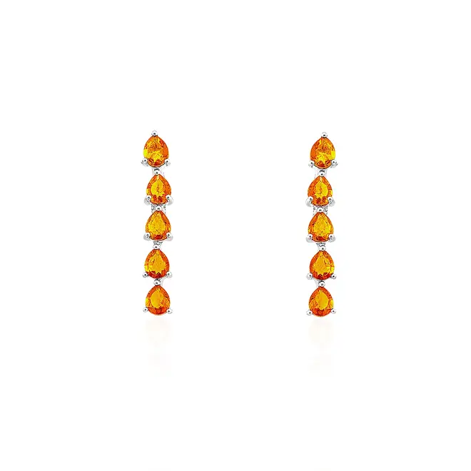 Conjunto Gargantilha e Pulseira de Prata com Safiras Laranjas.