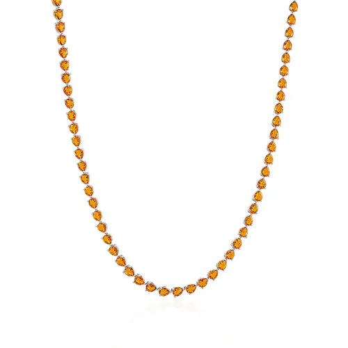 Conjunto Gargantilha e Pulseira de Prata com Safiras Laranjas.