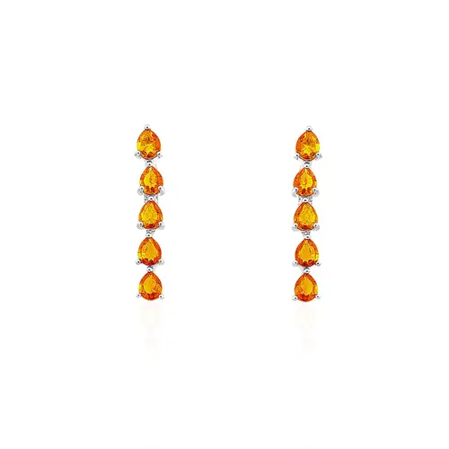 Conjunto Gargantilha e Pulseira de Prata com Safiras Laranjas.