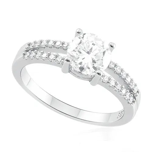 Anel de Prata com Cristais e Moissanite . 124256