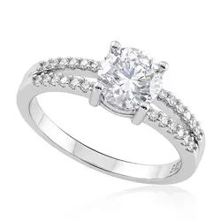 Anel de Prata com Cristais e Moissanite . 124256