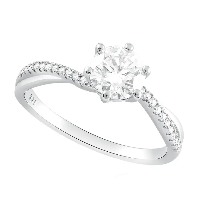 Anel de Prata com Cristais e Moissanite . 124258