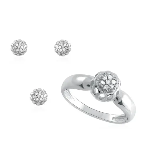 Conjunto Chuveiro em Prata com 28 Diamantes