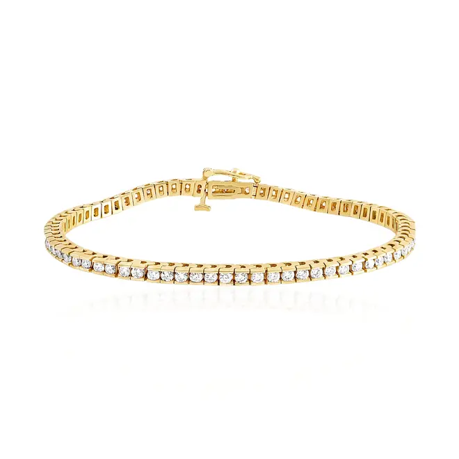 Pulseira Riviera cravação invisivel com 7,40 Cts de diamates, ouro amarelo