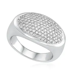 Anel Pavê  de Ouro Branco com Diamantes Totalizando 1,00 Cts