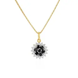 Pingente Chuveiro de Ouro Amarelo 18K com Diamantes Negros e Diamantes