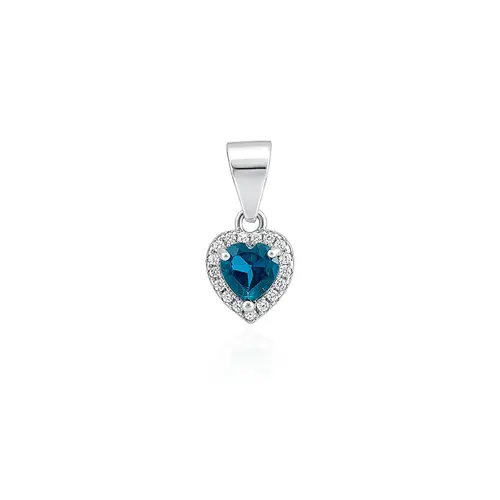 Conjunto Par de Brincos, Pingente e Anel de Prata com Cristais e Topázio London Blue 124451
