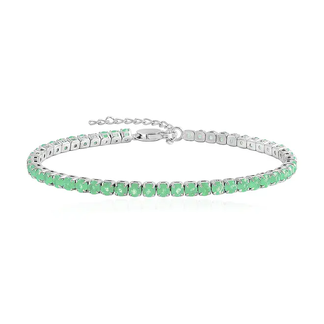 Pulseira de Prata com 50 Esmeraldas Colombianas Totalizando 12,50 Cts.