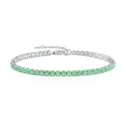 Pulseira de Prata com 50 Esmeraldas Colombianas Totalizando 12,50 Cts.