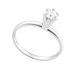 Anel Solitário de Ouro Branco com Diamante de 20 pts