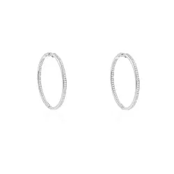 Par de Brincos Argola de Ouro Branco com Diamantes totalizando 1,0 Ct.
